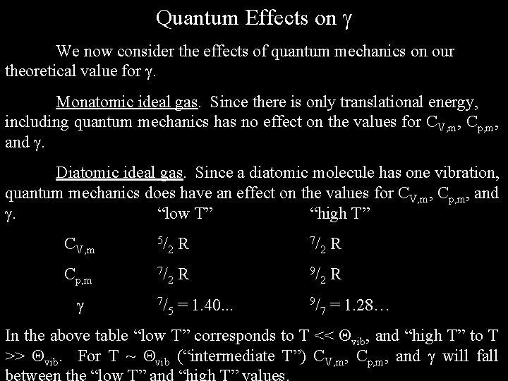 Quantum Effects on We now consider the effects of quantum mechanics on our theoretical