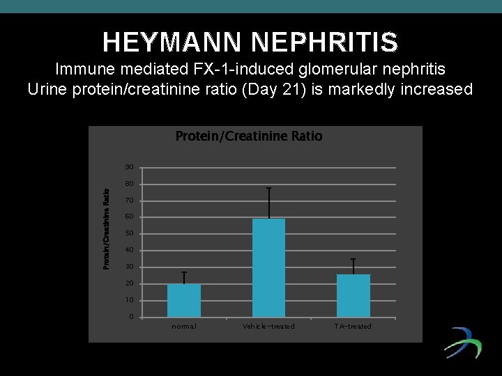 HEYMANN NEPHRITIS Immune mediated FX-1 -induced glomerular nephritis Urine protein/creatinine ratio (Day 21) is