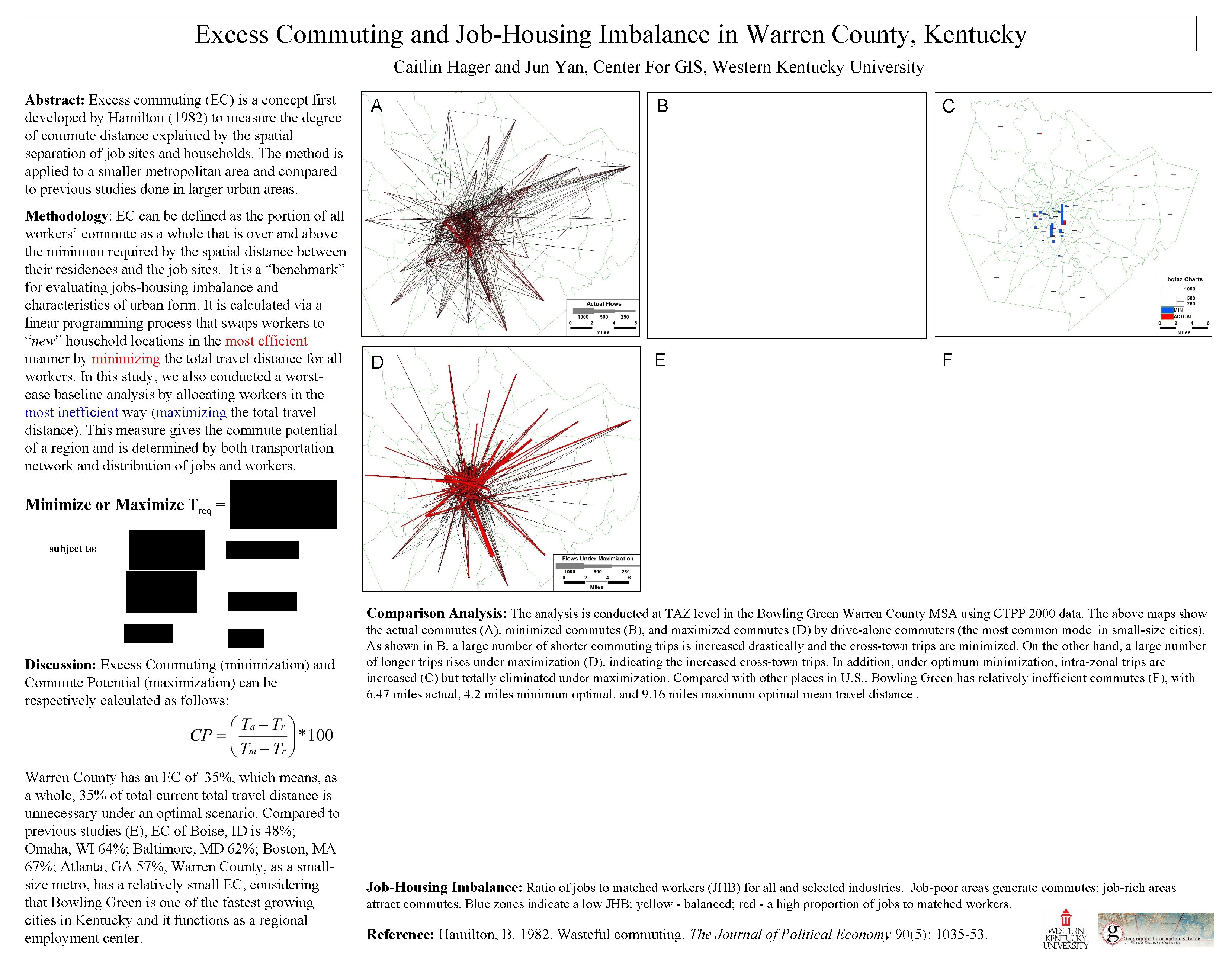 Excess Commuting and Job-Housing Imbalance in Warren County, Kentucky Caitlin Hager and Jun Yan,