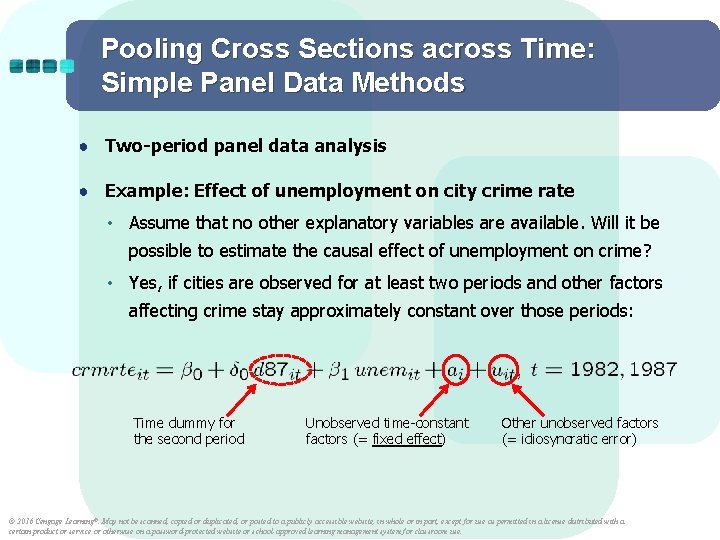 Pooling Cross Sections across Time: Simple Panel Data Methods ● Two-period panel data analysis