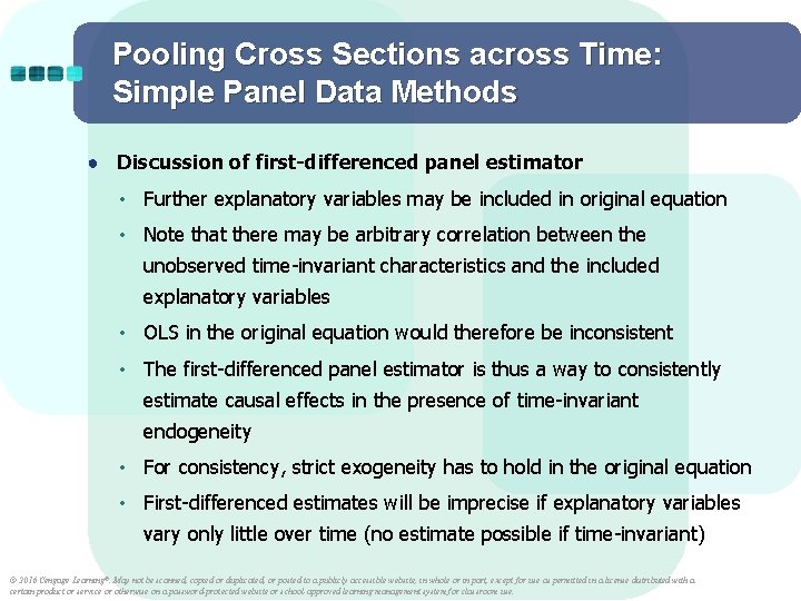 Pooling Cross Sections across Time: Simple Panel Data Methods ● Discussion of first-differenced panel