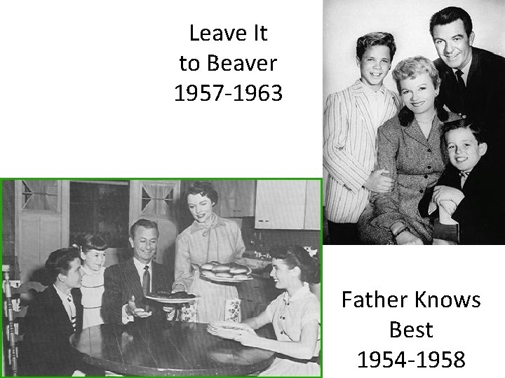 Leave It to Beaver 1957 -1963 Father Knows Best 1954 -1958 