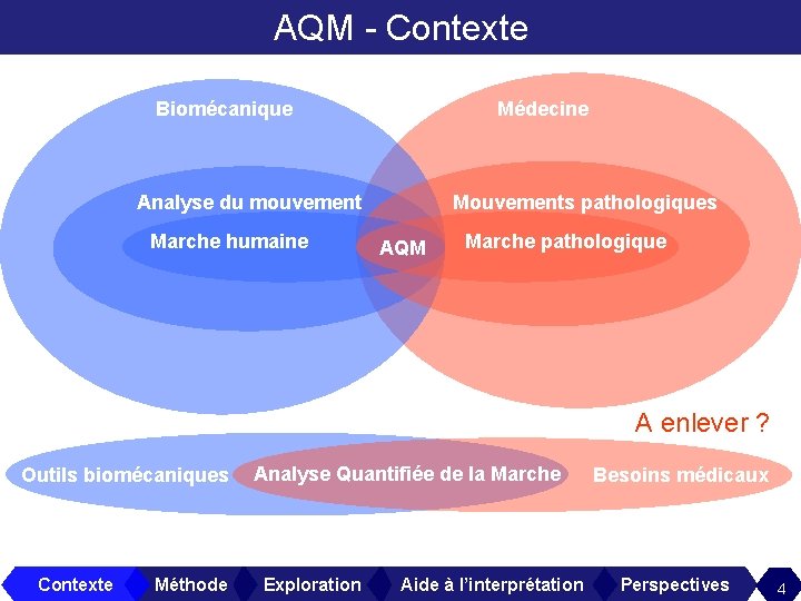 AQM - Contexte Biomécanique Médecine Analyse du mouvement Marche humaine Mouvements pathologiques AQM Marche