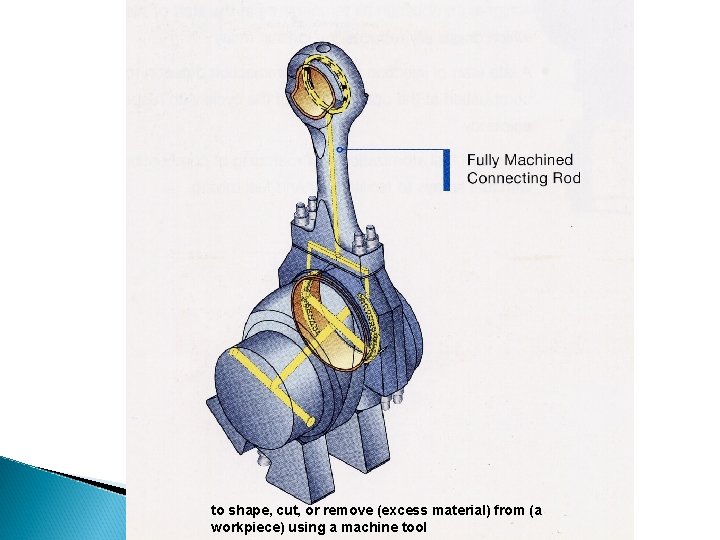 to shape, cut, or remove (excess material) from (a workpiece) using a machine tool