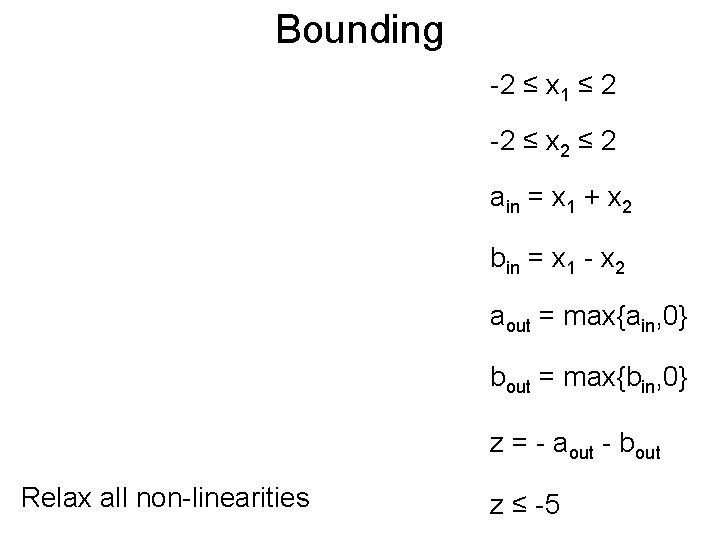 Bounding Post -2 ≤ x 1 ≤ 2 -2 ≤ x 2 ≤ 2