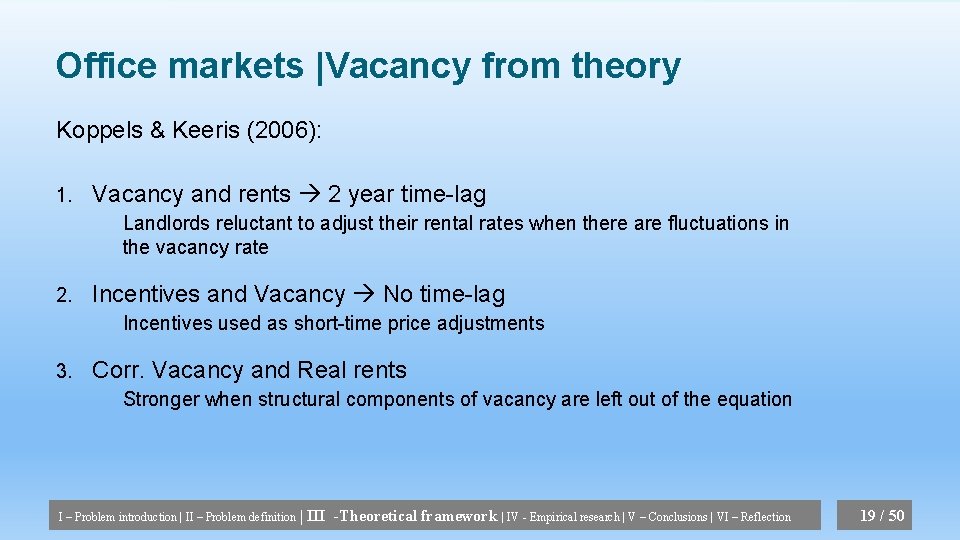 Office markets |Vacancy from theory Koppels & Keeris (2006): 1. Vacancy and rents 2