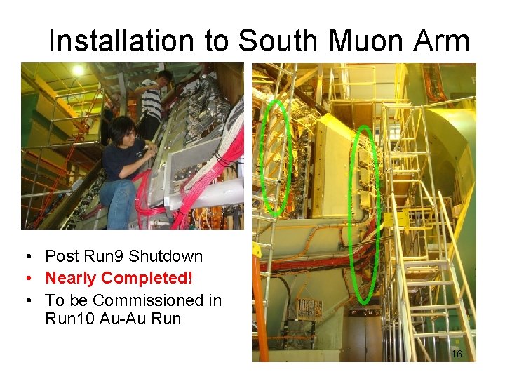 Installation to South Muon Arm • Post Run 9 Shutdown • Nearly Completed! •