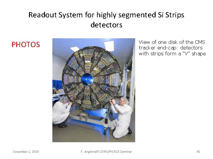 Readout System for highly segmented Si Strips detectors PHOTOS December 1, 2009 View of