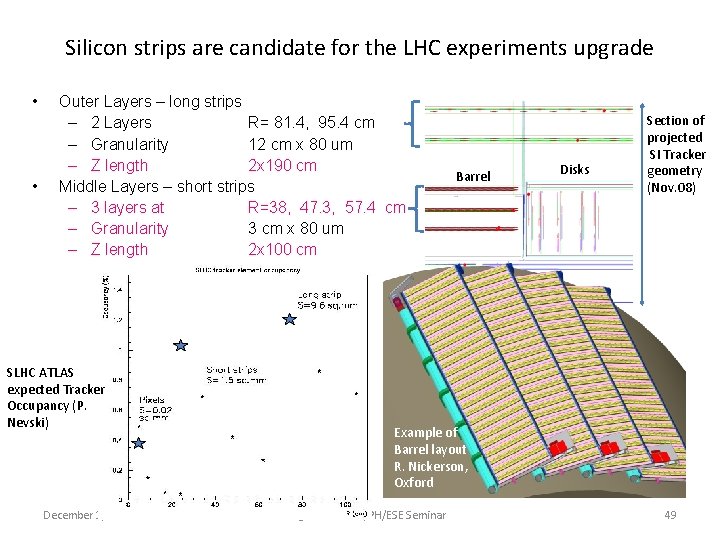 Silicon strips are candidate for the LHC experiments upgrade • • Outer Layers –