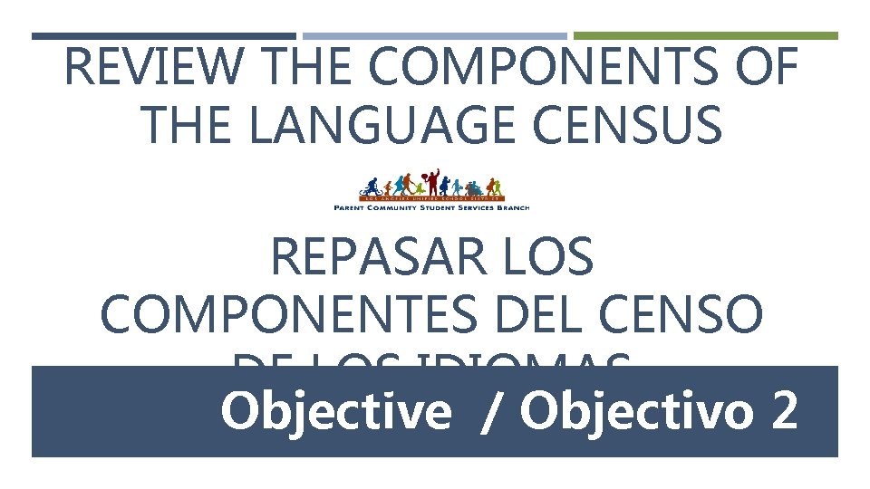 REVIEW THE COMPONENTS OF THE LANGUAGE CENSUS REPASAR LOS COMPONENTES DEL CENSO DE LOS
