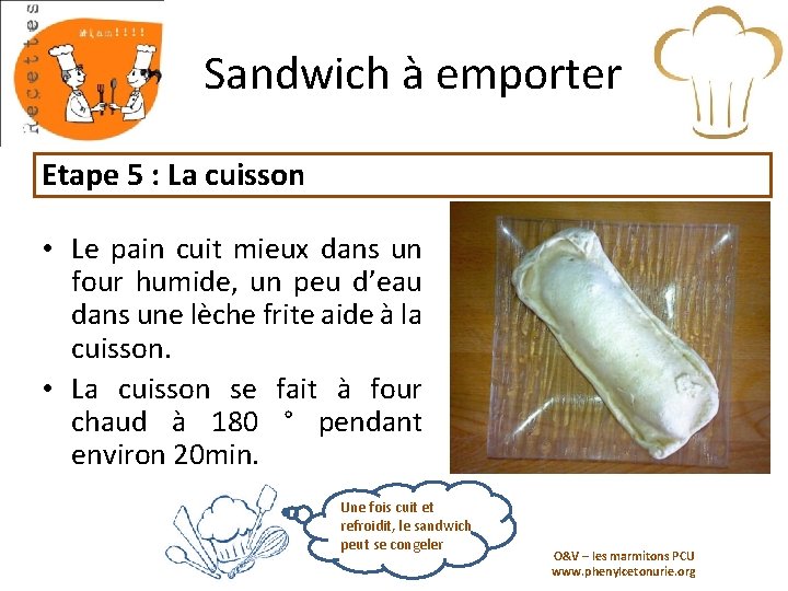 Sandwich à emporter Etape 5 : La cuisson • Le pain cuit mieux dans