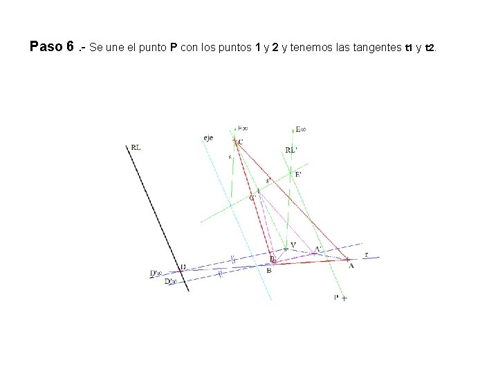 Paso 6. - Se une el punto P con los puntos 1 y 2