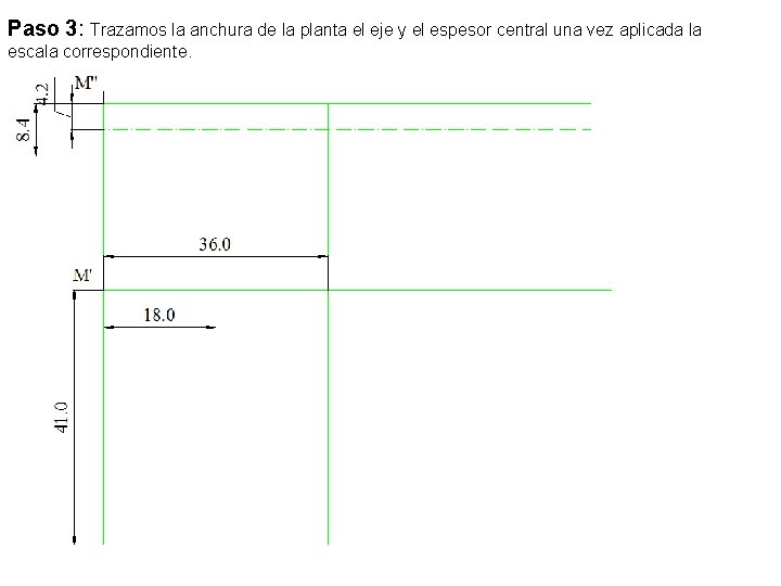 Paso 3: Trazamos la anchura de la planta el eje y el espesor central