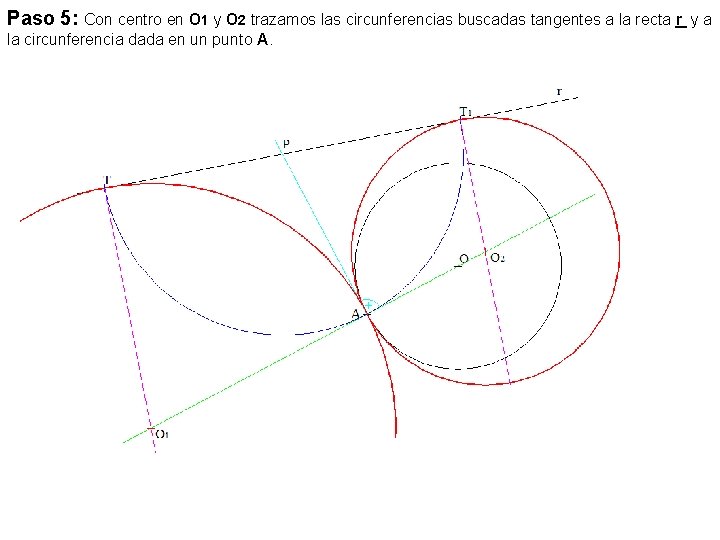 Paso 5: Con centro en O 1 y O 2 trazamos las circunferencias buscadas