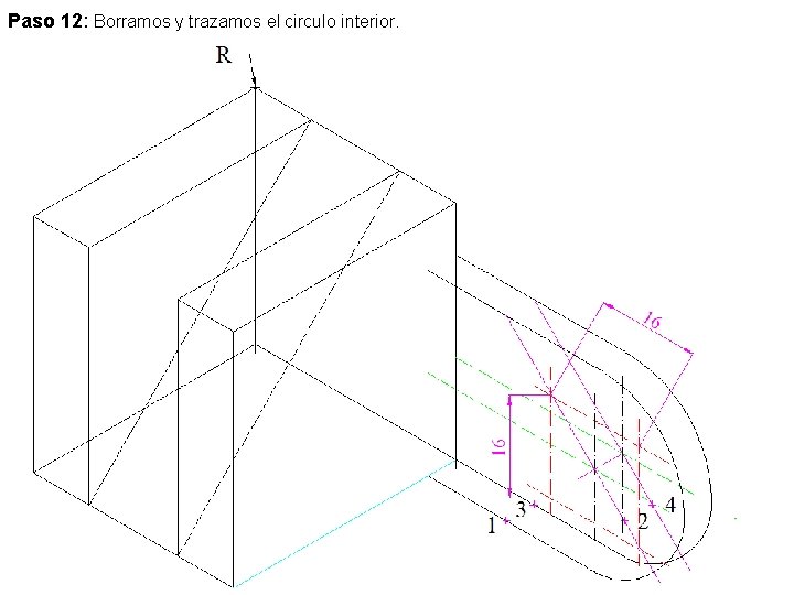 Paso 12: Borramos y trazamos el circulo interior. 