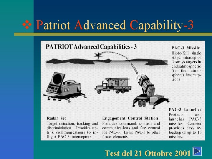 v Patriot Advanced Capability-3 Test del 21 Ottobre 2001 