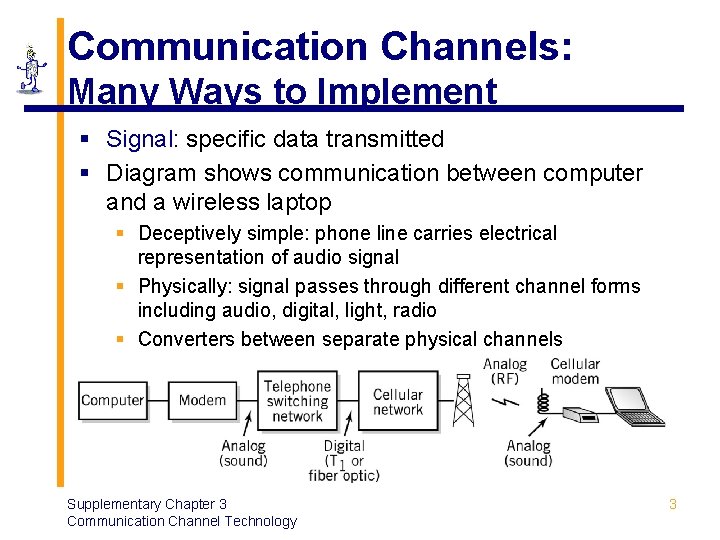 Communication Channels: Many Ways to Implement § Signal: specific data transmitted § Diagram shows