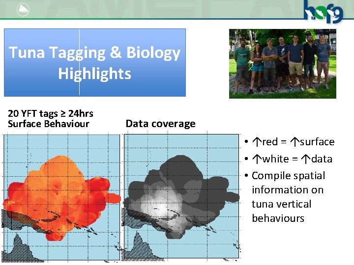 Tuna Tagging & Biology Highlights 20 YFT tags ≥ 24 hrs Surface Behaviour Data