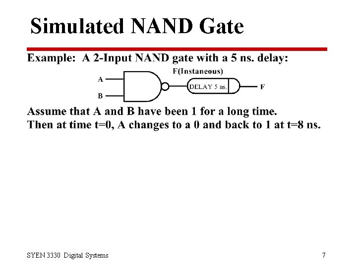Simulated NAND Gate SYEN 3330 Digital Systems 7 