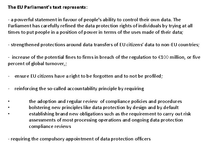 The EU Parliament's text represents: - a powerful statement in favour of people's ability