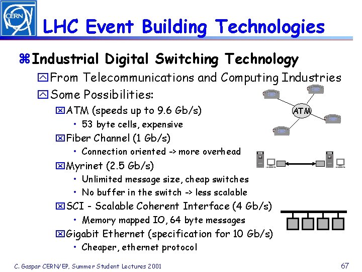 LHC Event Building Technologies z Industrial Digital Switching Technology y. From Telecommunications and Computing