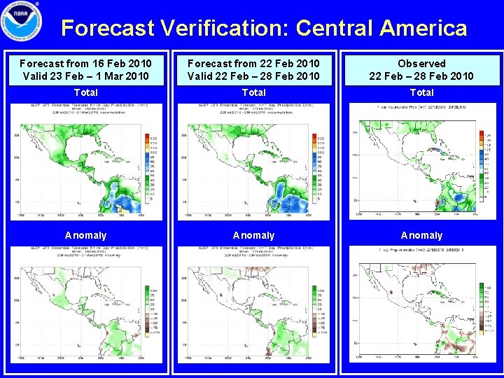 Forecast Verification: Central America Forecast from 16 Feb 2010 Valid 23 Feb – 1