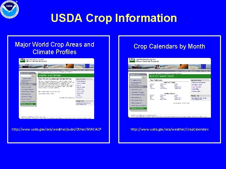 USDA Crop Information Major World Crop Areas and Climate Profiles http: //www. usda. gov/oce/weather/pubs/Other/MWCACP