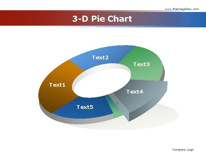 www. themegallery. com 3 -D Pie Chart Text 2 Text 3 Text 1 Text