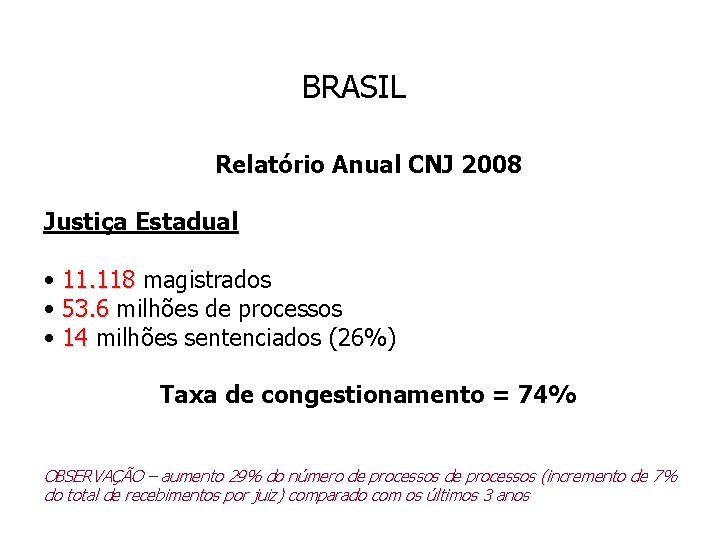 BRASIL Relatório Anual CNJ 2008 Justiça Estadual • 11. 118 magistrados 11. 118 •