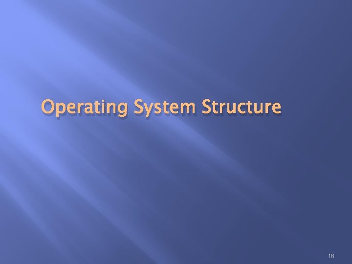 Operating System Structure 16 Operating System Structure 16