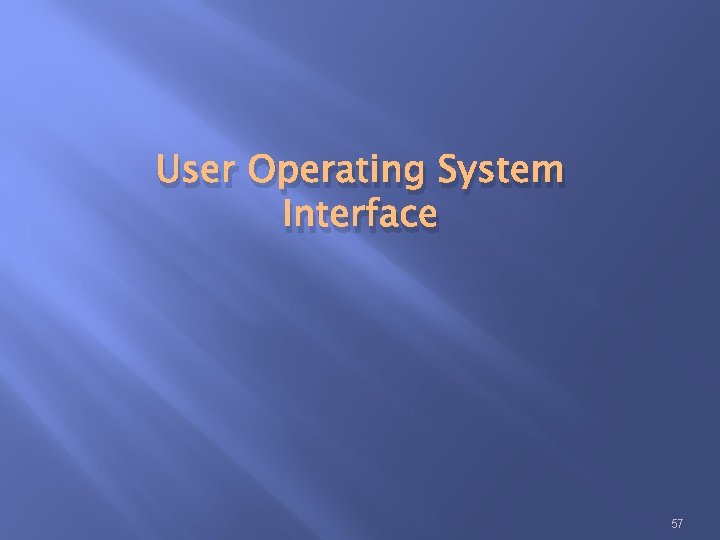 User Operating System Interface 57 User Operating System Interface 57