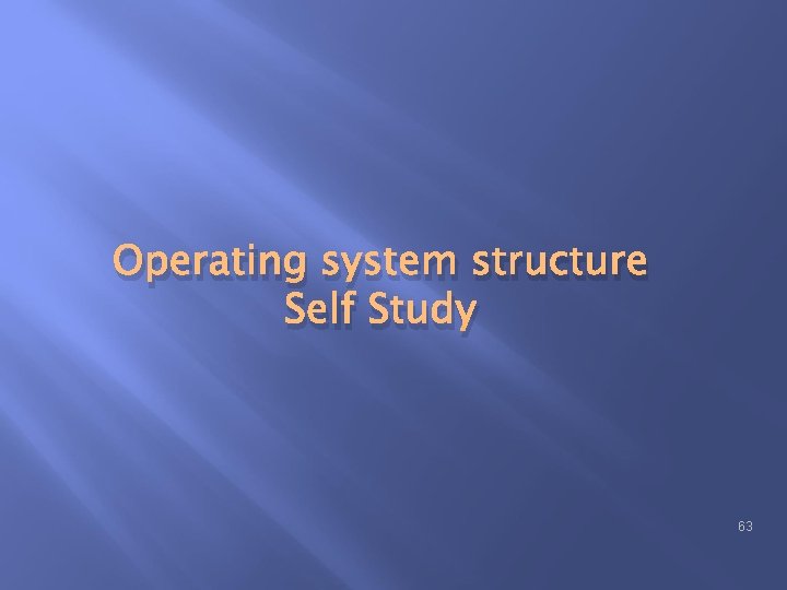 Operating system structure Self Study 63 Operating system structure Self Study 63