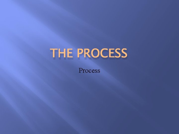 THE PROCESS Process THE PROCESS Process