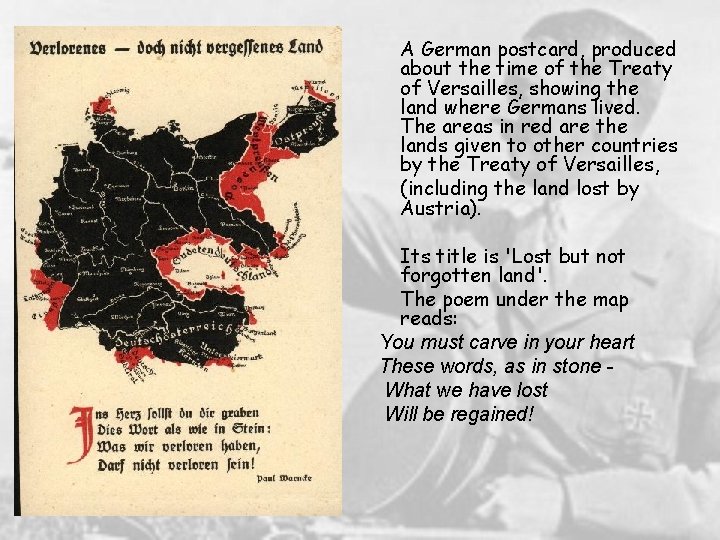  A German postcard, produced about the time of the Treaty of Versailles, showing