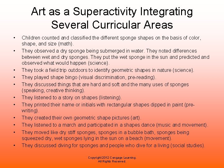 Art as a Superactivity Integrating Several Curricular Areas • • • Children counted and