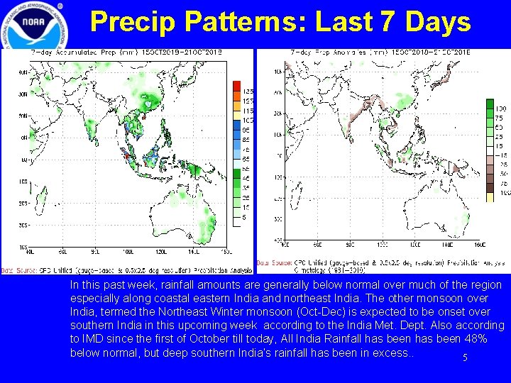 Precip Patterns: Last 7 Days In this past week, rainfall amounts are generally below