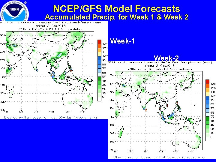 NCEP/GFS Model Forecasts Accumulated Precip. for Week 1 & Week 2 Week-1 Week-2 8