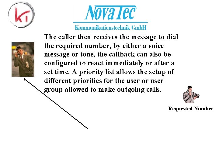 The caller then receives the message to dial the required number, by either a