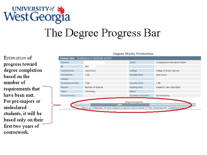 The Degree Progress Bar Estimation of progress toward degree completion based on the number