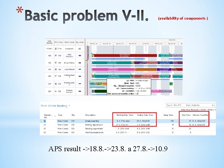 * (availability of components ) APS result ->18. 8. ->23. 8. a 27. 8.