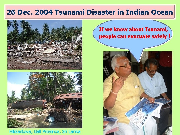 26 Dec. 2004 Tsunami Disaster in Indian Ocean If we know about Tsunami, people