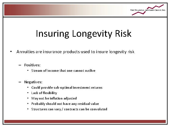 Insuring Longevity Risk • Annuities are insurance products used to insure longevity risk – Insuring Longevity Risk • Annuities are insurance products used to insure longevity risk –