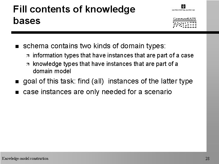 Fill contents of knowledge bases n schema contains two kinds of domain types: ä Fill contents of knowledge bases n schema contains two kinds of domain types: ä