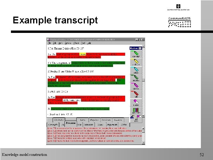 Example transcript Knowledge-model construction 52 Example transcript Knowledge-model construction 52