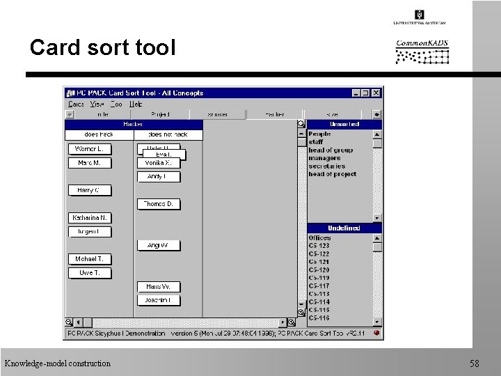 Card sort tool Knowledge-model construction 58 Card sort tool Knowledge-model construction 58