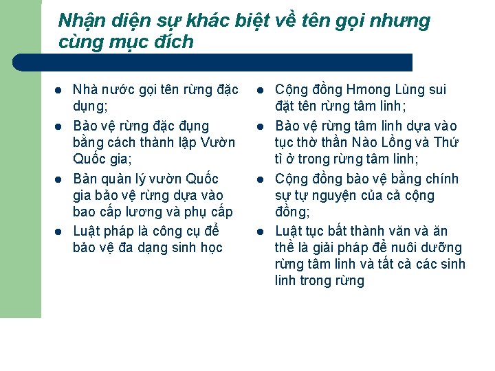 Nhận diện sự khác biệt về tên gọi nhưng cùng mục đích l l