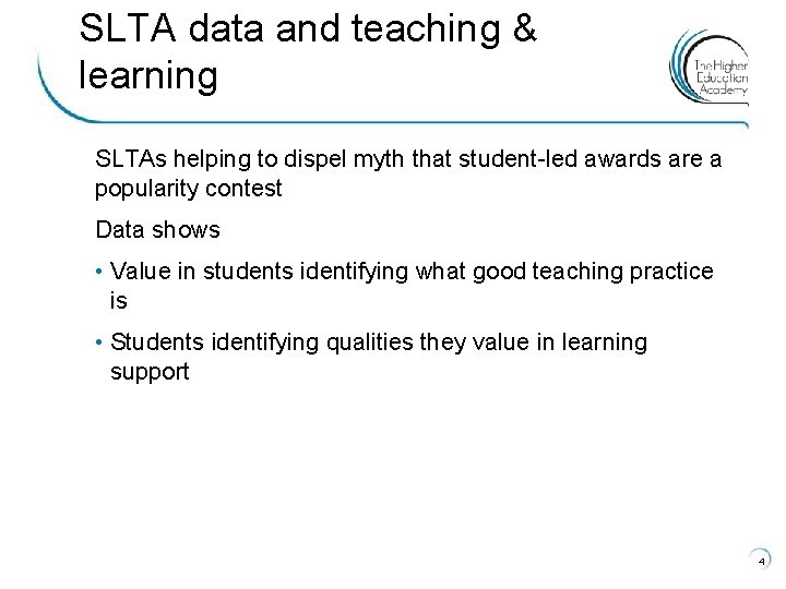 SLTA data and teaching & learning SLTAs helping to dispel myth that student-led awards