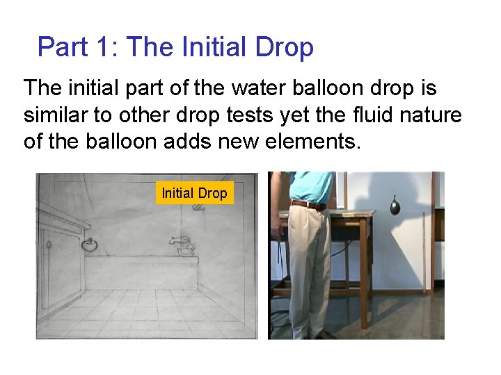 Part 1: The Initial Drop The initial part of the water balloon drop is