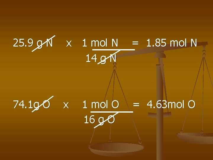 25. 9 g N x 1 mol N 14 g N = 1. 85