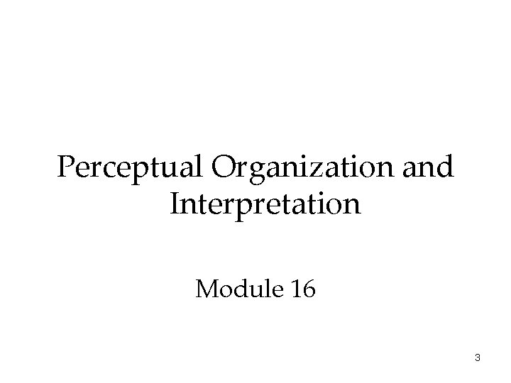 Perceptual Organization and Interpretation Module 16 3 